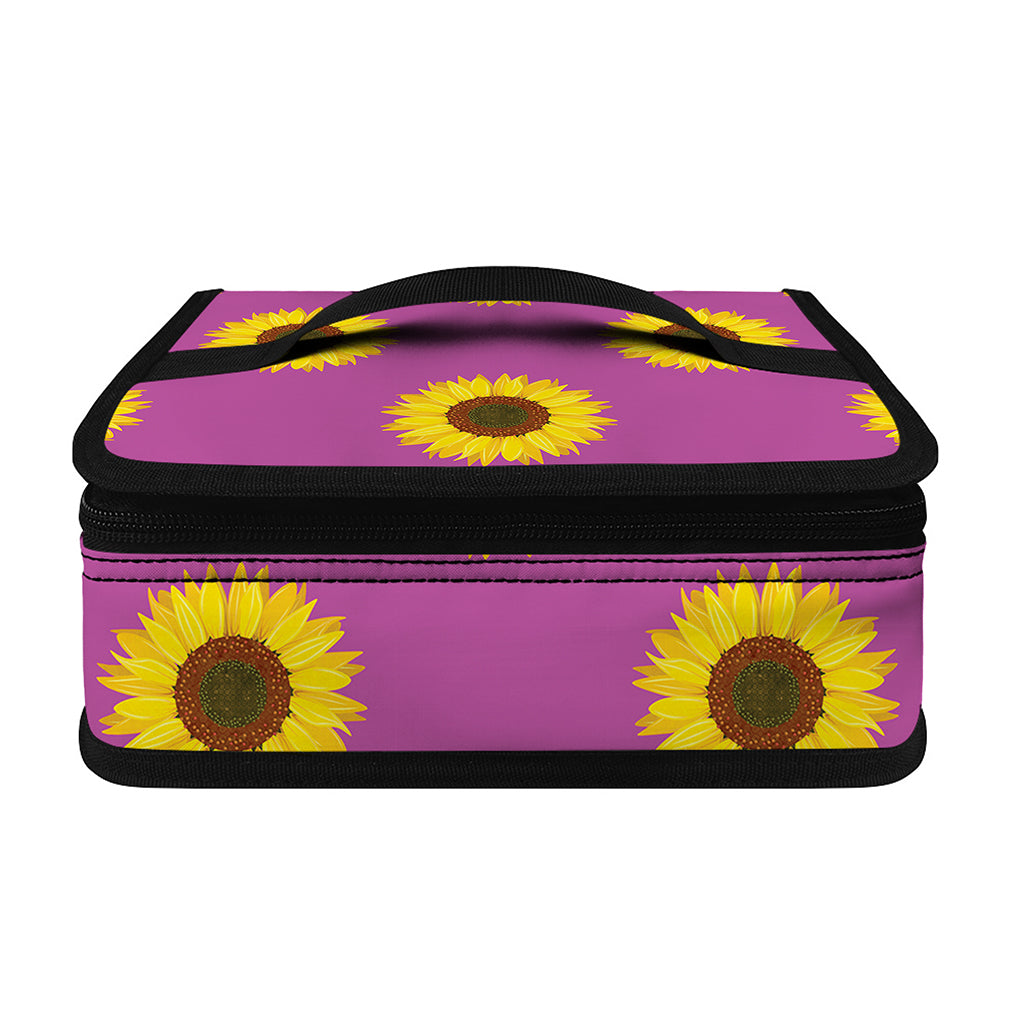 Magenta Pink Sunflower Pattern Print Small Lunch Bag