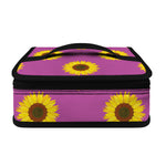 Magenta Pink Sunflower Pattern Print Small Lunch Bag