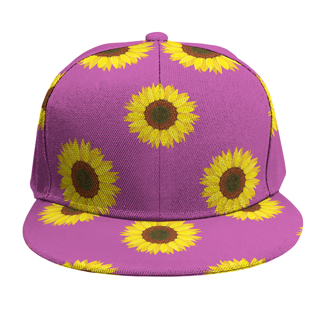 Magenta Pink Sunflower Pattern Print Snapback Cap