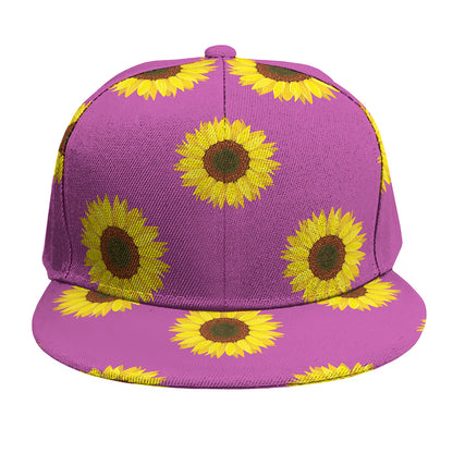 Magenta Pink Sunflower Pattern Print Snapback Cap