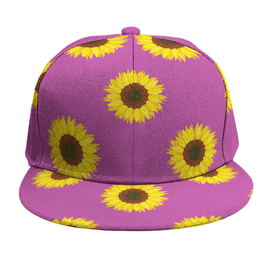 Magenta Pink Sunflower Pattern Print Snapback Cap