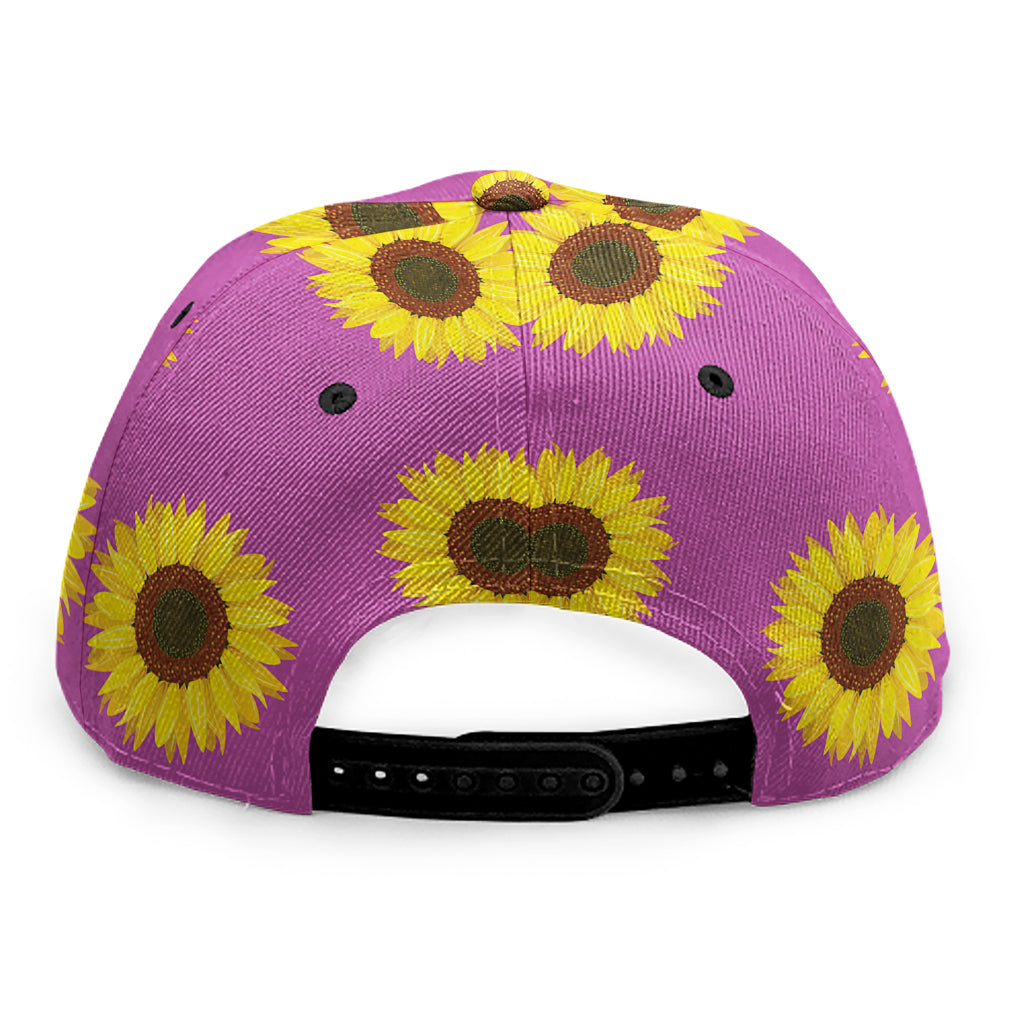 Magenta Pink Sunflower Pattern Print Snapback Cap