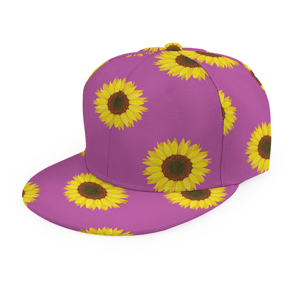 Magenta Pink Sunflower Pattern Print Snapback Cap