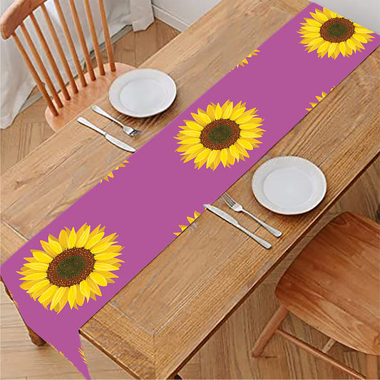 Magenta Pink Sunflower Pattern Print Table Runner