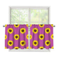 Magenta Pink Sunflower Pattern Print Tier Curtains