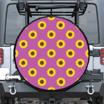 Magenta Pink Sunflower Pattern Print Tire Cover