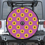 Magenta Pink Sunflower Pattern Print Tire Cover With Camera Hole