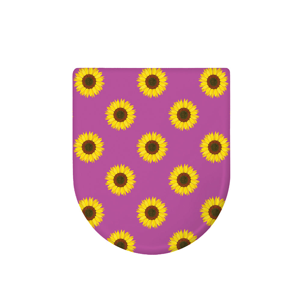 Magenta Pink Sunflower Pattern Print Toilet Lid Cover