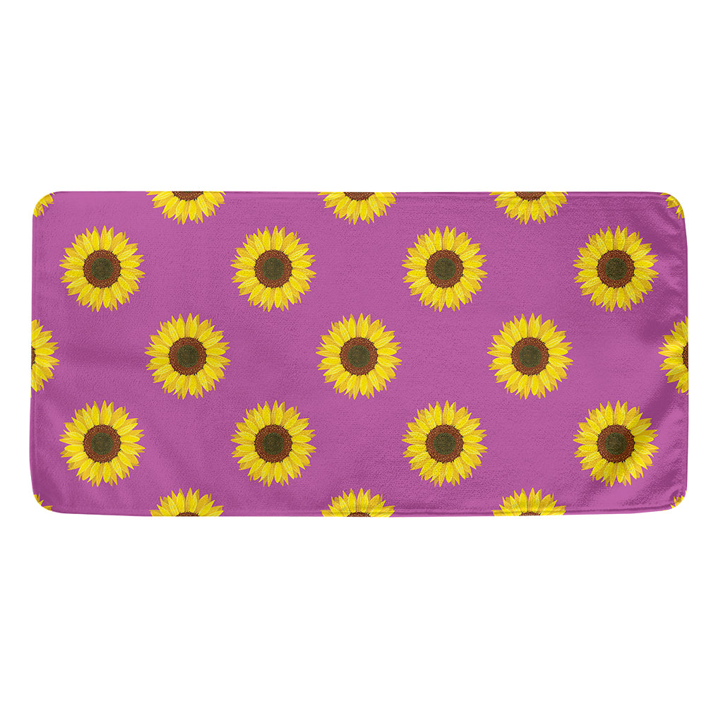 Magenta Pink Sunflower Pattern Print Towel