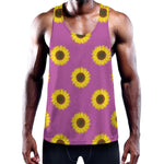 Magenta Pink Sunflower Pattern Print Training Tank Top