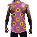 Magenta Pink Sunflower Pattern Print Training Tank Top