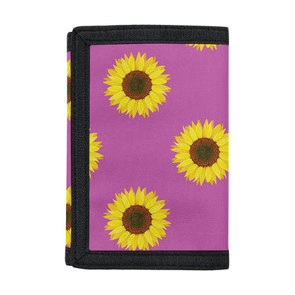 Magenta Pink Sunflower Pattern Print Trifold Wallet
