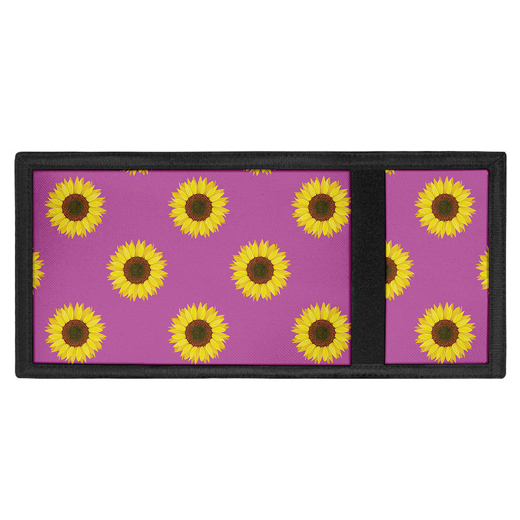 Magenta Pink Sunflower Pattern Print Trifold Wallet