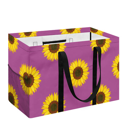 Magenta Pink Sunflower Pattern Print Utility Tote Bag