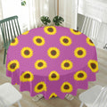 Magenta Pink Sunflower Pattern Print Waterproof Round Tablecloth