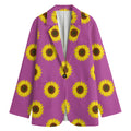 Magenta Pink Sunflower Pattern Print Women's Blazer