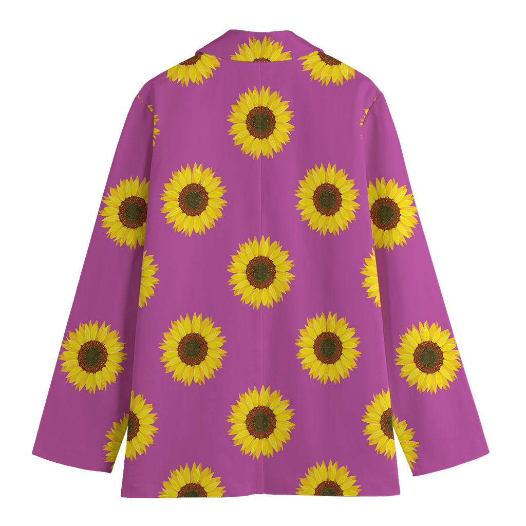 Magenta Pink Sunflower Pattern Print Women's Blazer