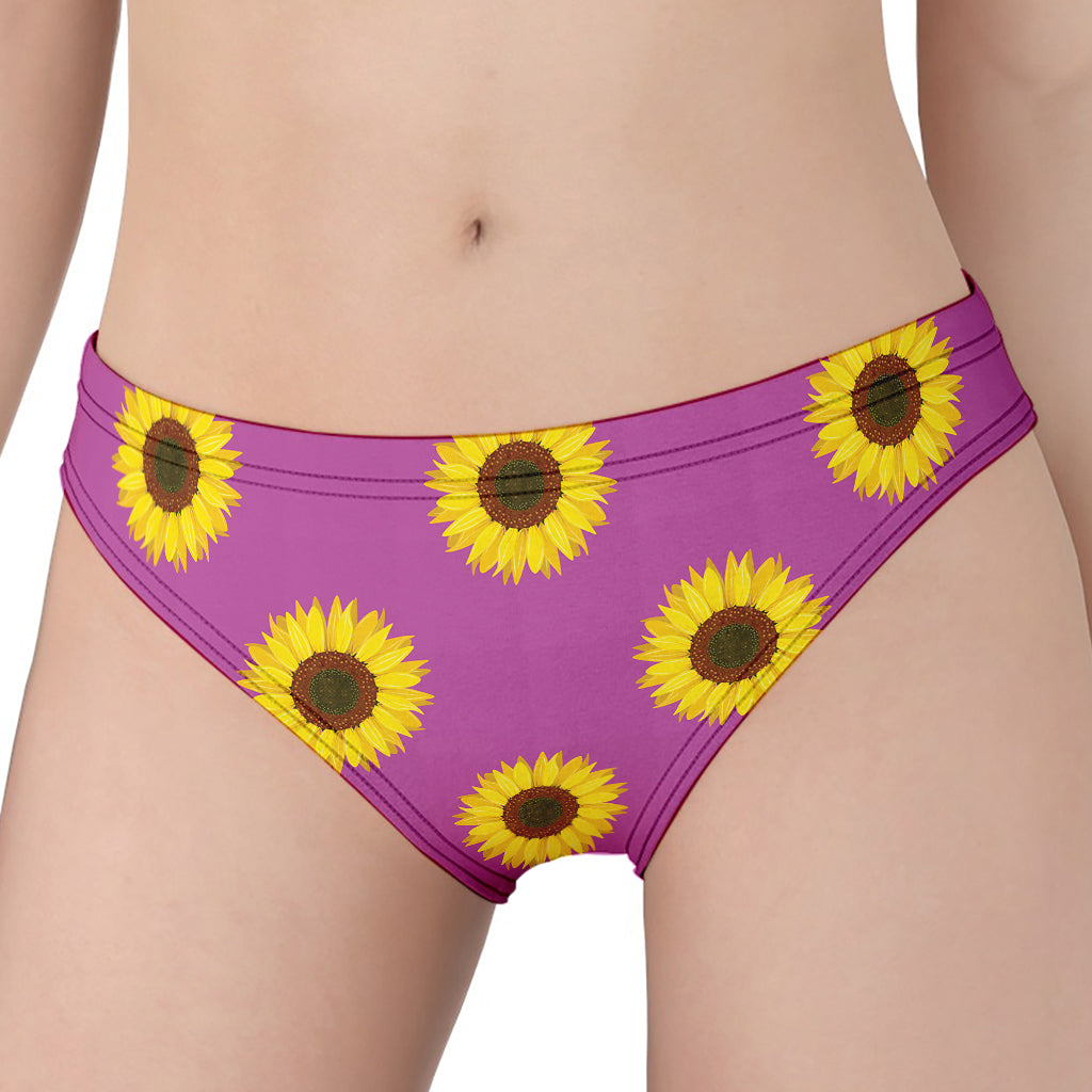 Magenta Pink Sunflower Pattern Print Women's Panties