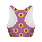 Magenta Pink Sunflower Pattern Print Women's Sports Bra