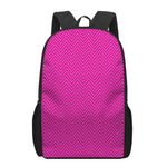 Magenta Pink Zigzag Pattern Print 17 Inch Backpack