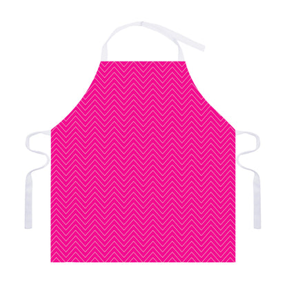 Magenta Pink Zigzag Pattern Print Adjustable Apron