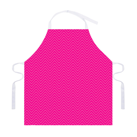 Magenta Pink Zigzag Pattern Print Adjustable Apron