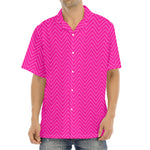 Magenta Pink Zigzag Pattern Print Aloha Shirt