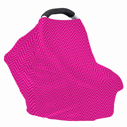 Magenta Pink Zigzag Pattern Print Baby Seat Cover