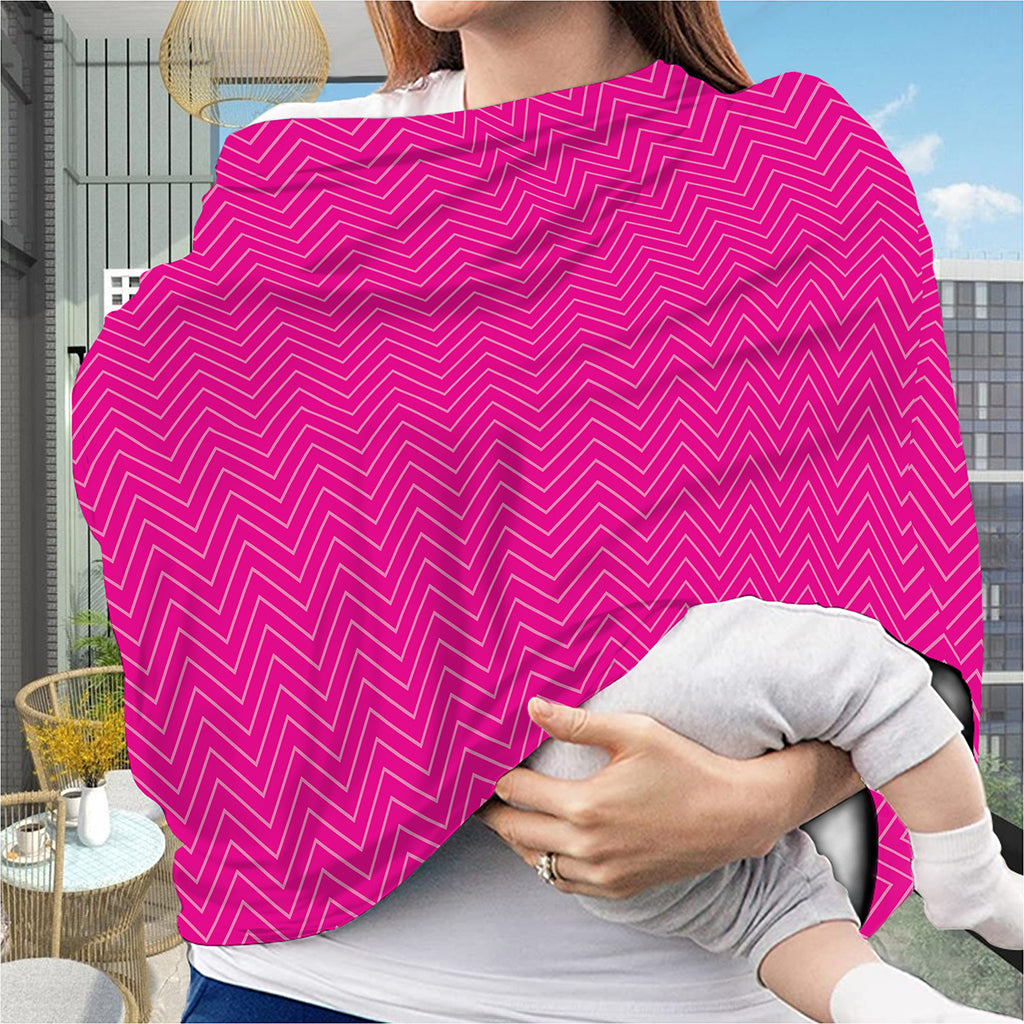 Magenta Pink Zigzag Pattern Print Baby Seat Cover