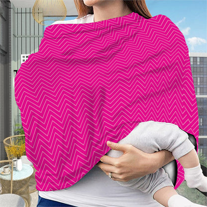 Magenta Pink Zigzag Pattern Print Baby Seat Cover