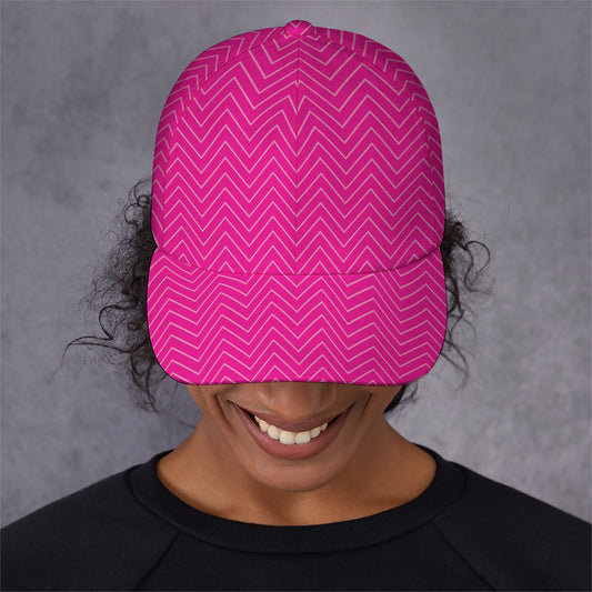 Magenta Pink Zigzag Pattern Print Baseball Cap