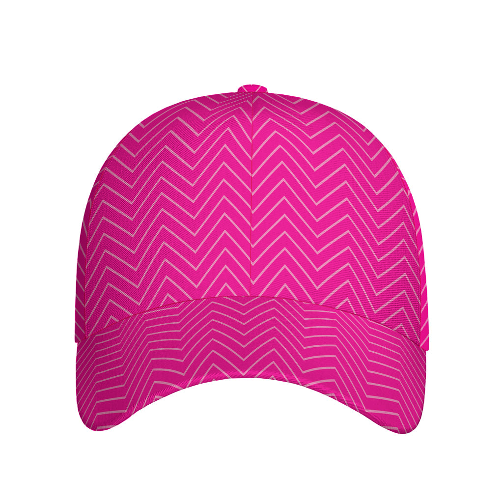 Magenta Pink Zigzag Pattern Print Baseball Cap