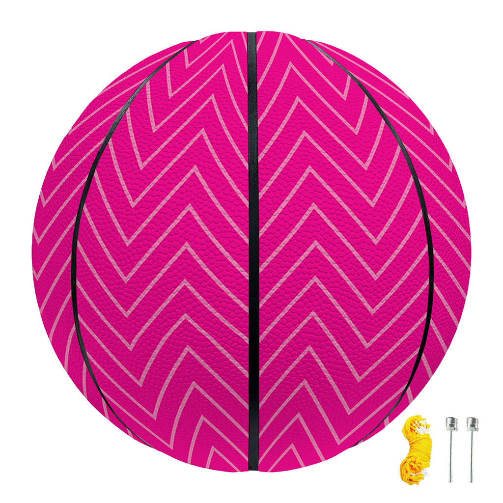 Magenta Pink Zigzag Pattern Print Basketball