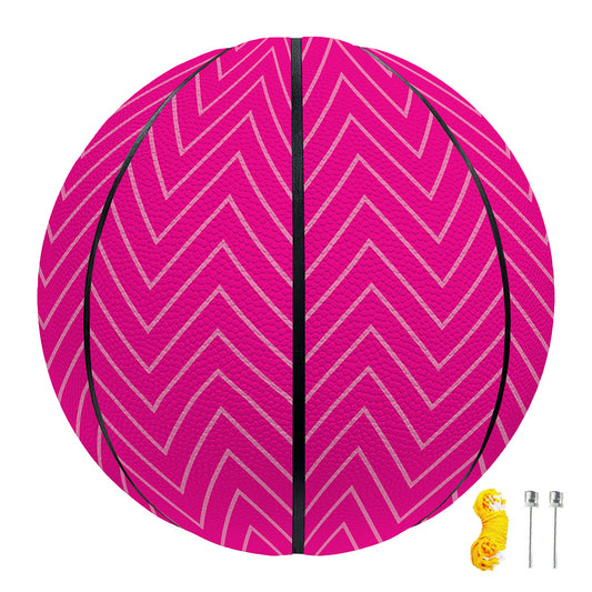 Magenta Pink Zigzag Pattern Print Basketball