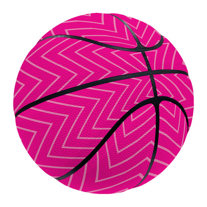 Magenta Pink Zigzag Pattern Print Basketball
