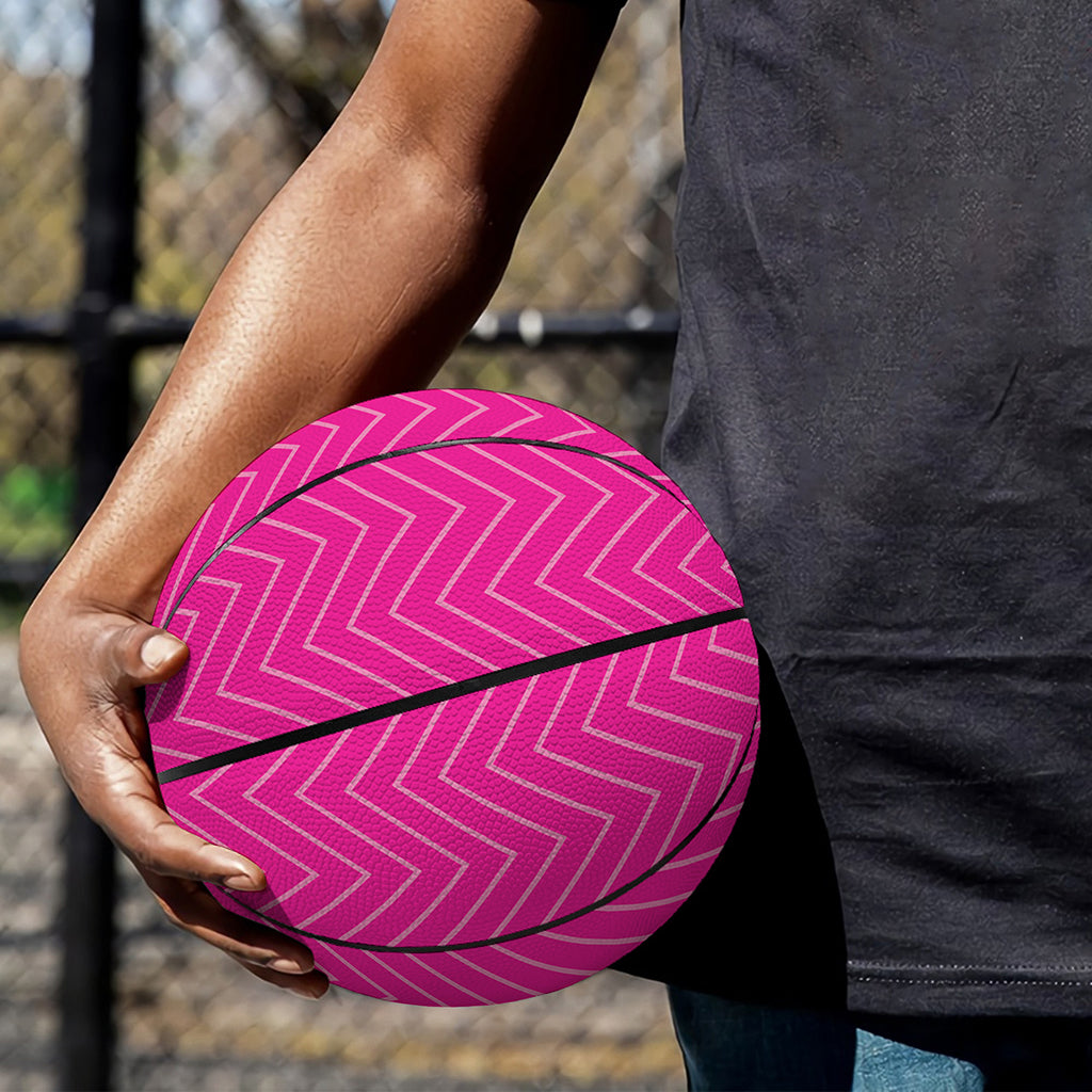 Magenta Pink Zigzag Pattern Print Basketball