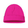 Magenta Pink Zigzag Pattern Print Beanie