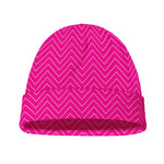 Magenta Pink Zigzag Pattern Print Beanie
