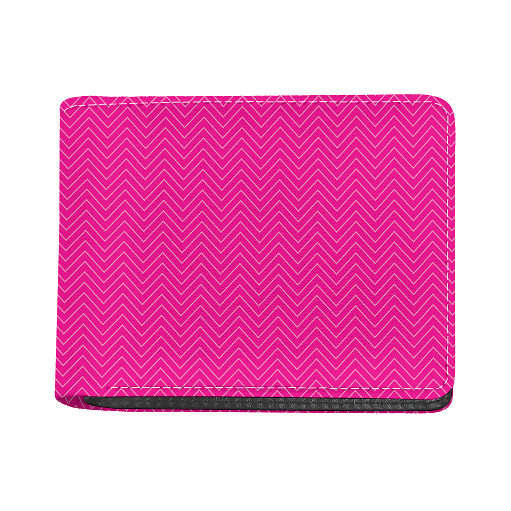 Magenta Pink Zigzag Pattern Print Bifold Wallet