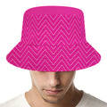 Magenta Pink Zigzag Pattern Print Bucket Hat