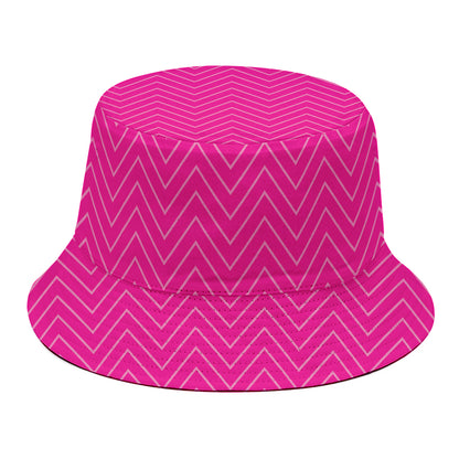 Magenta Pink Zigzag Pattern Print Bucket Hat