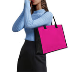 Magenta Pink Zigzag Pattern Print Canvas Tote Bag