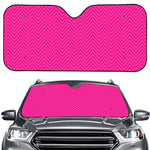 Magenta Pink Zigzag Pattern Print Car Windshield Sun Shade