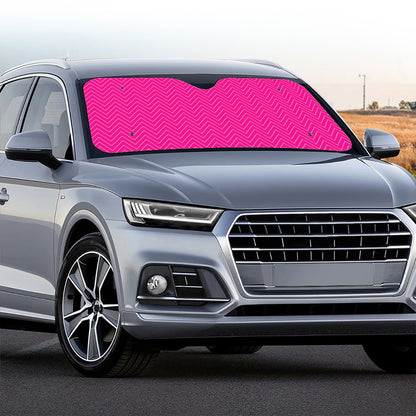 Magenta Pink Zigzag Pattern Print Car Windshield Sun Shade