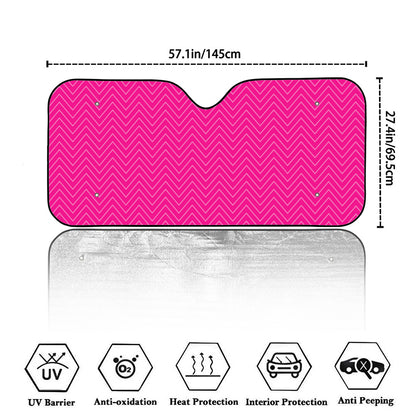 Magenta Pink Zigzag Pattern Print Car Windshield Sun Shade
