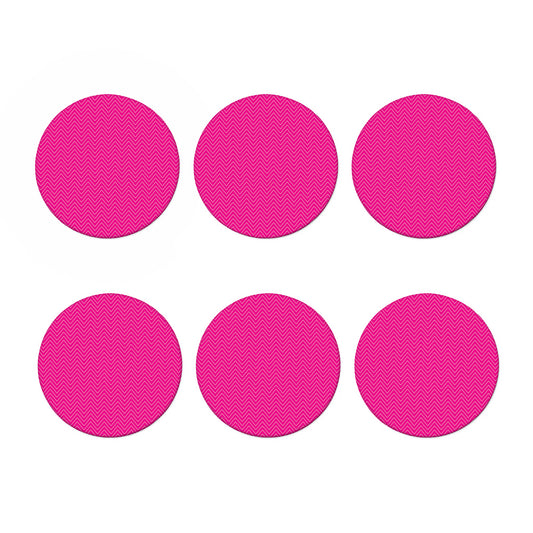 Magenta Pink Zigzag Pattern Print Coaster Set