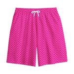 Magenta Pink Zigzag Pattern Print Cotton Shorts