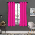 Magenta Pink Zigzag Pattern Print Grommet Curtain Panels