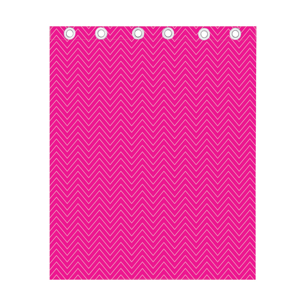Magenta Pink Zigzag Pattern Print Curtain