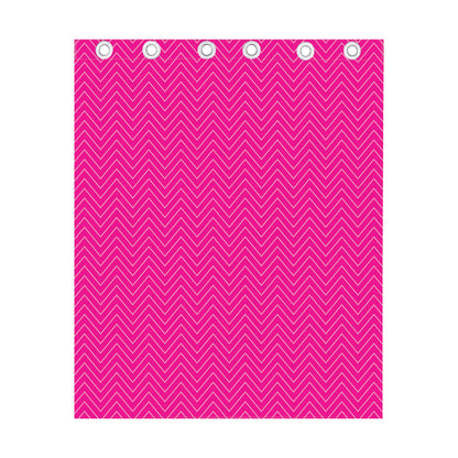 Magenta Pink Zigzag Pattern Print Curtain